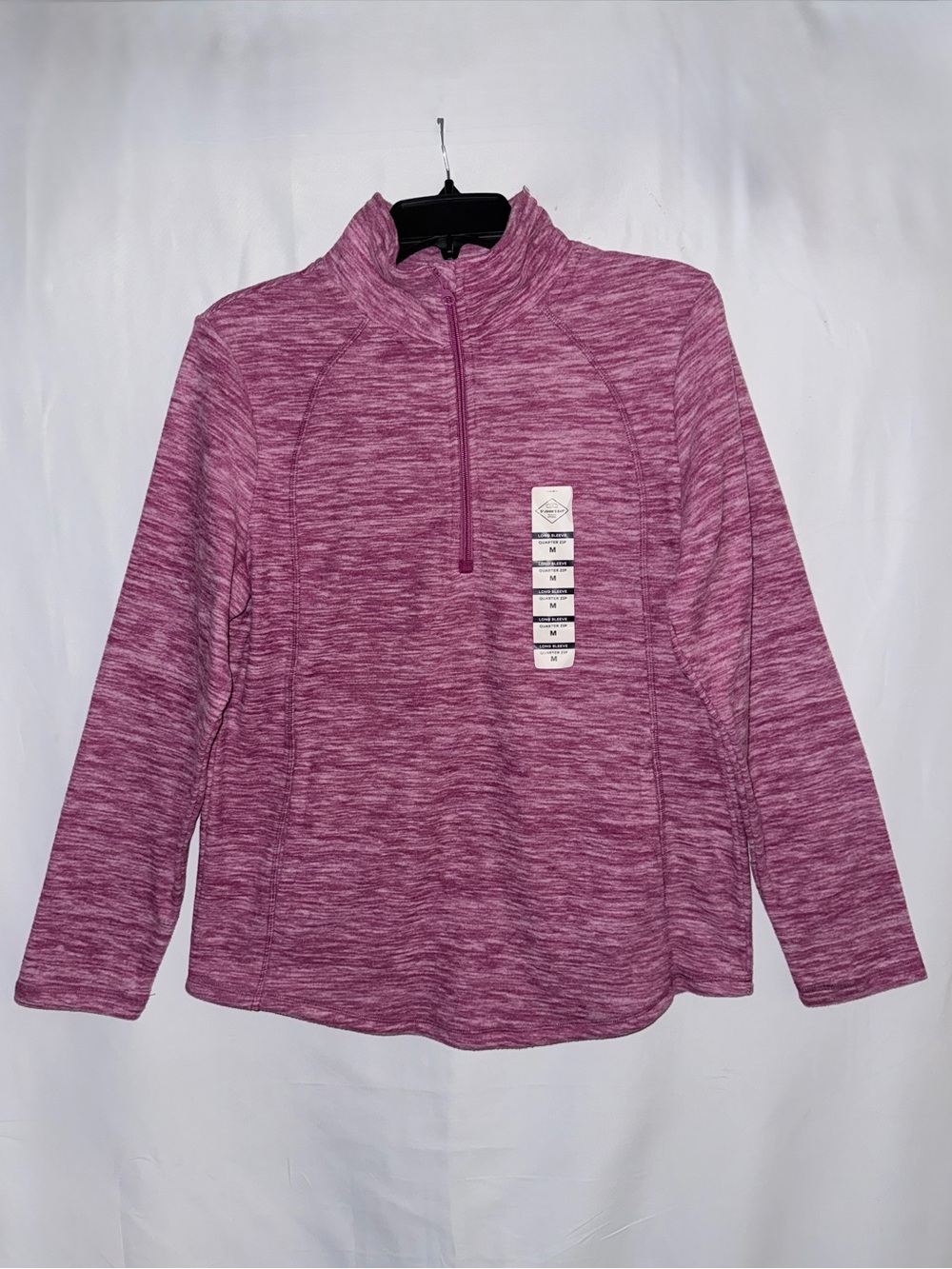 NWT St. John's Bay Pink Heather Quarter-Zip Fleece Pullover Size Medium